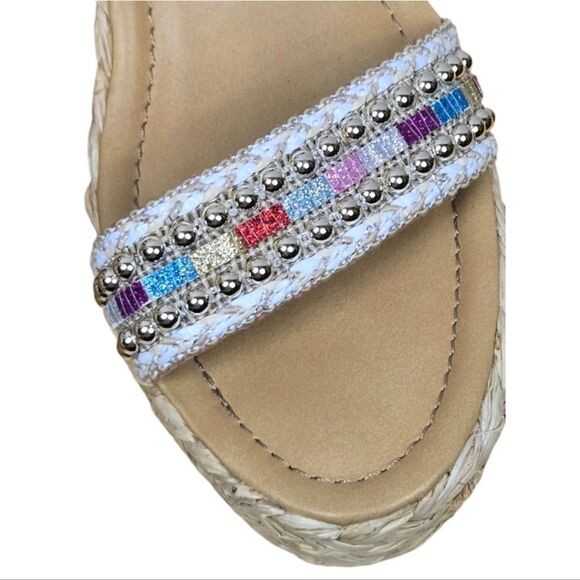 Y-Not Straw Wedge Sandals Huzzah Espadrilles Platform Shoes 8.5 Women's Colorful - Picture 7 of 12